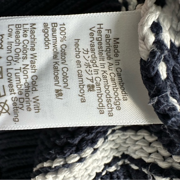 J. Crew Women Navy and White Textured Knit 100% cotton - Picture 8 of 9